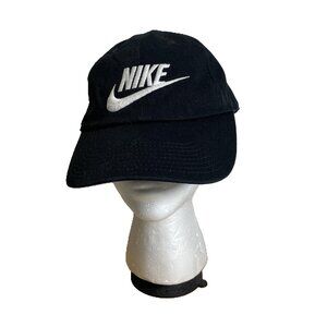Nike One Size Black White Logo Canvas Dad Hat Strapback Adjustable Heritage86